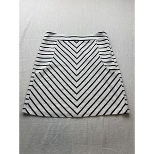 Cynthia Rowley Blue White Size 6 Chevron A-Line Nautical Knee Length Skirt